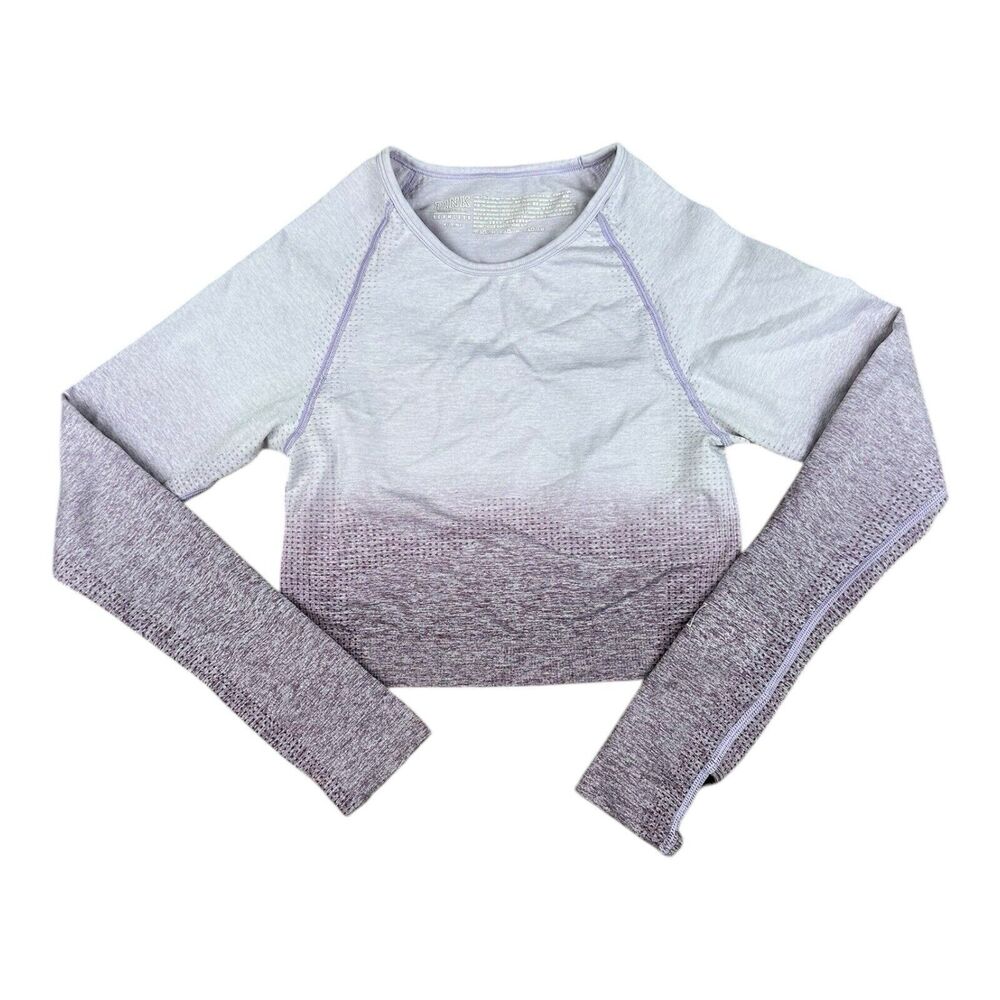 Victoria Secret Pink Seamless Purple Crop Long Sleeve Shirt Women's MEDIUM